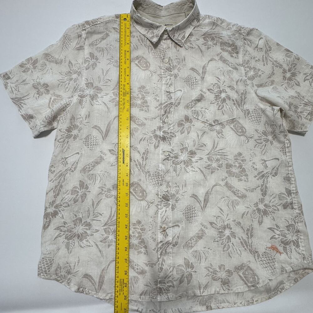 Tommy Bahama Shirt Mens XL Linen Hawaiian Floral Print Summer Beach - Picture 13 of 14